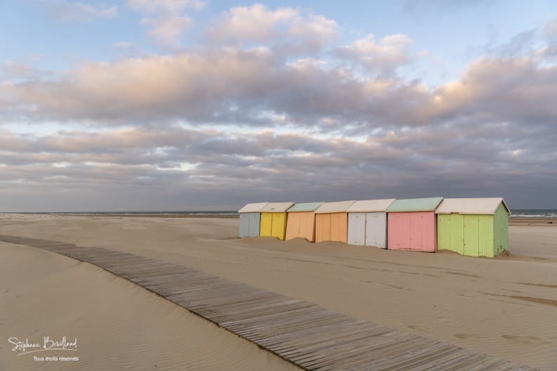 Les cabines de plage à Berck-sur-mer en fin de saison.