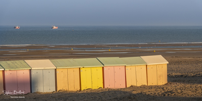 Cabines de plage et Chaluttiers à Berck-sur-mer